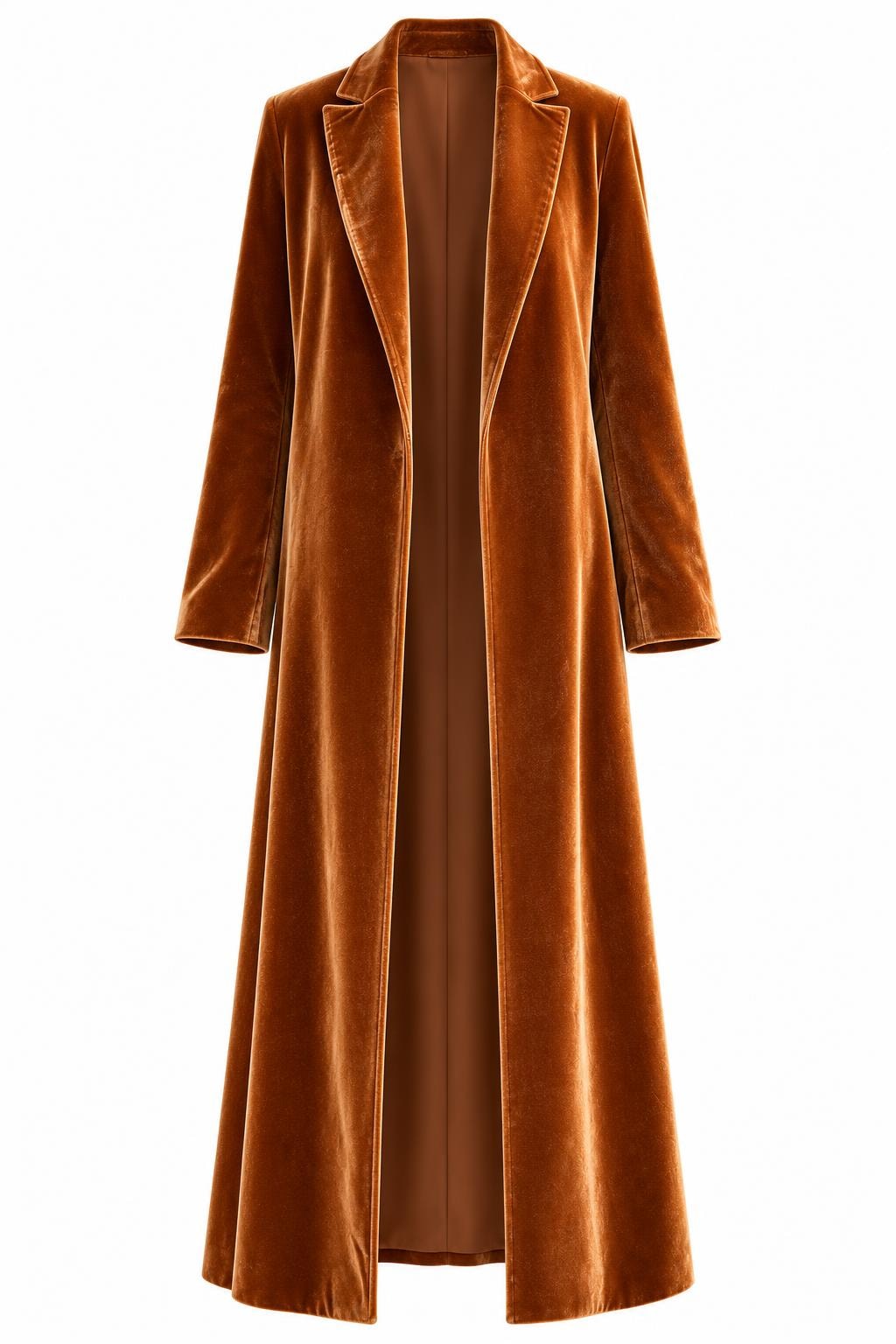 Polyester Long Overcoat With Lapel Collar - 1
