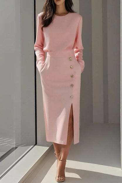 Long Sleeve Midi Dress With Pockets - view 4