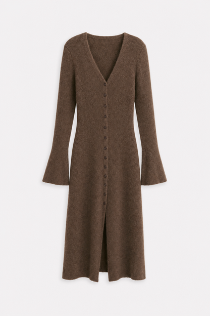 V-Neck Split Front Knit Sweater Dress - view 6