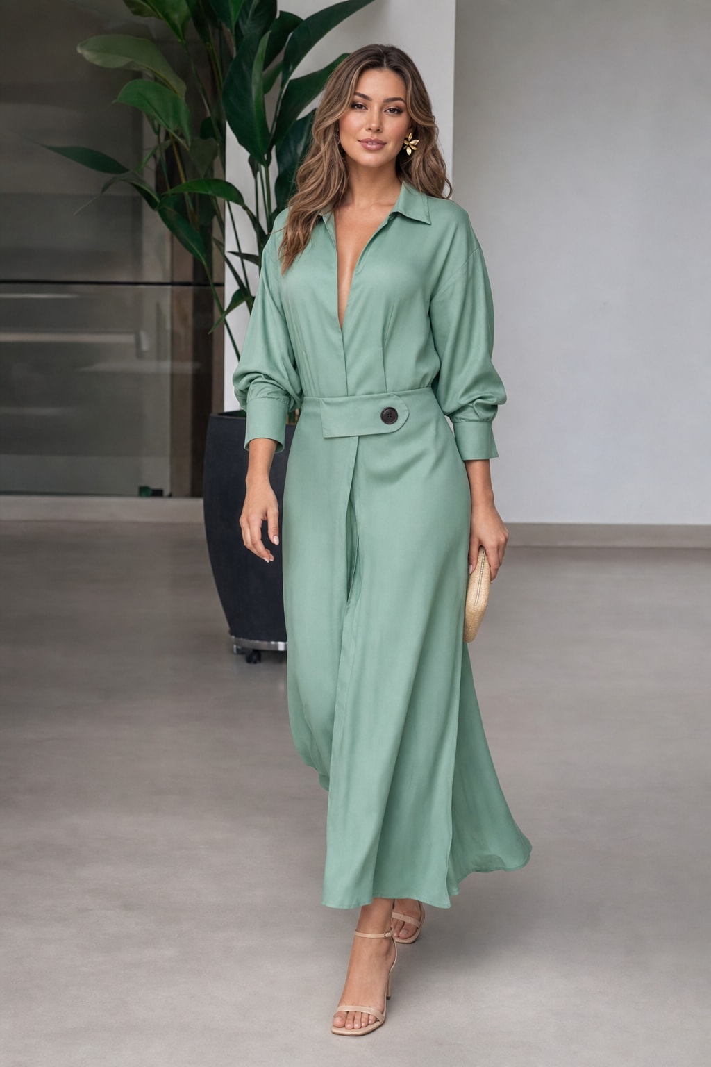 Tied-Waist Shirt Maxi Dress - 11