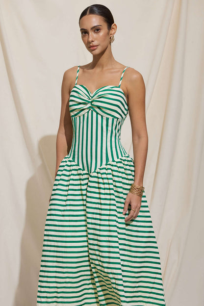 Striped ruched maxi dress with back zip - view 5