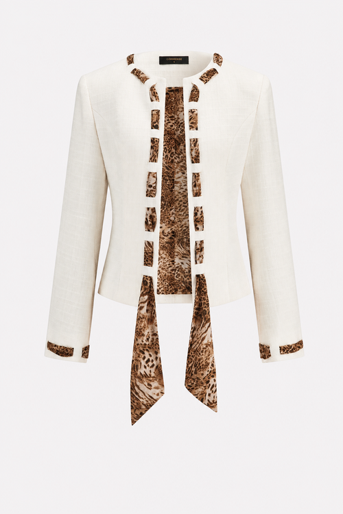 Animal Print Chiffon Blazer with Kerchief Collar