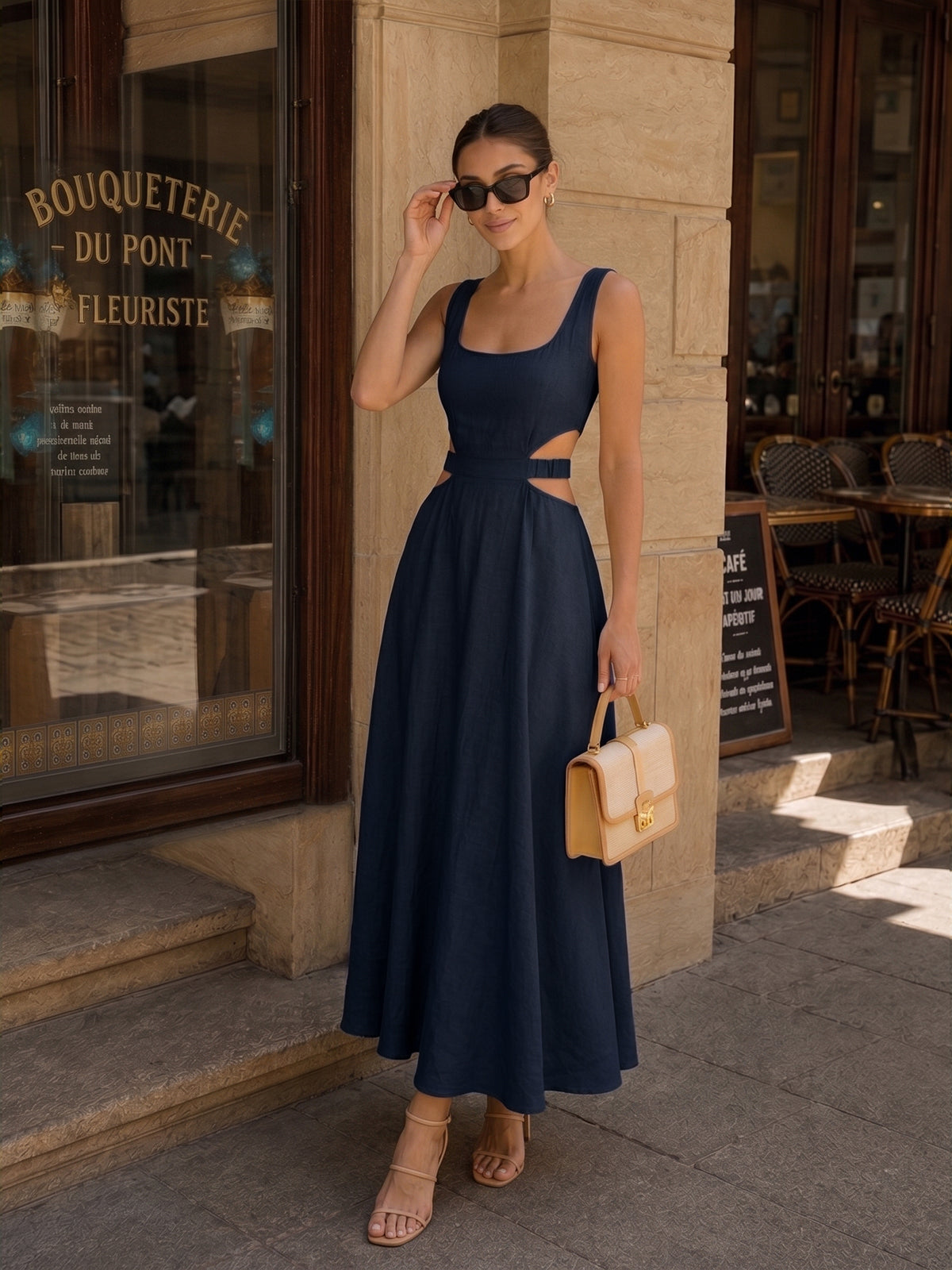 Cotton Linen Cutout Maxi Dress - 7