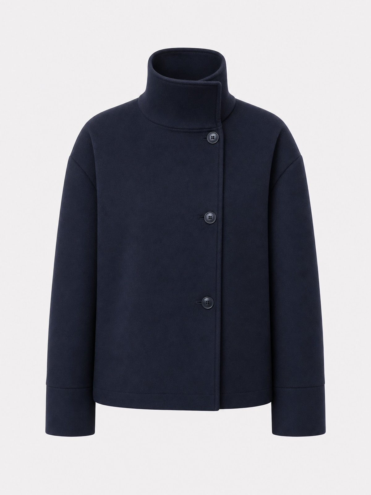 Stand Collar Elegant Short Jacket With Flattering Fit - 1