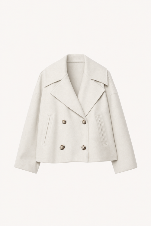 Cropped Double-Breasted Blazer, Pointed Lapels