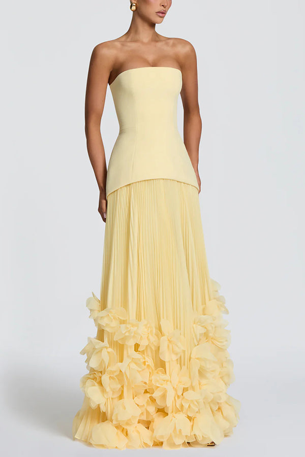 Strapless maxi gown with lace-up corset back - view 8