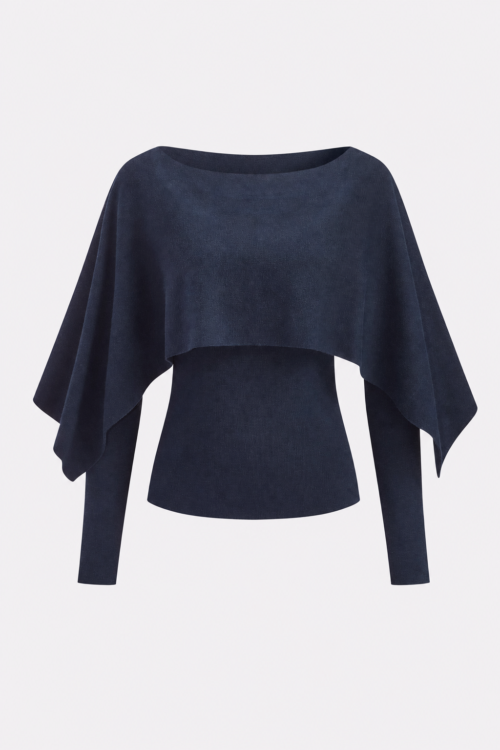 Navy Knit Top and Capelet Two-Piece Set