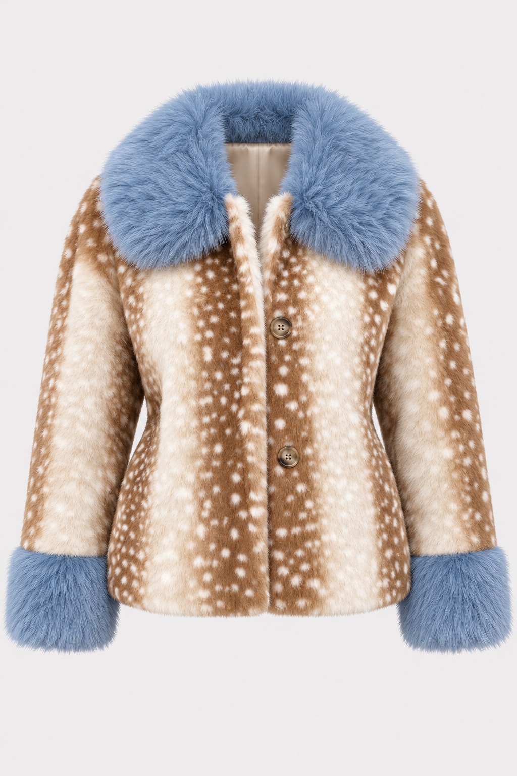 Faux Fur Coat Loose Faux Fur Collar Button Up - 1