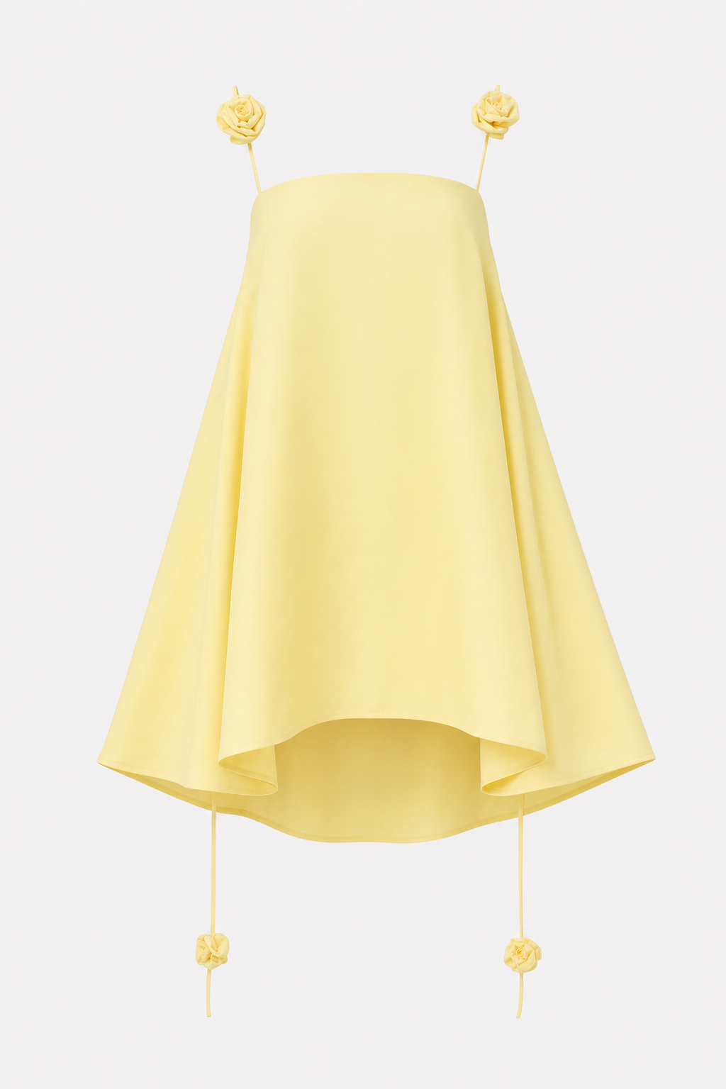 Yellow A-line mini dress with rose straps