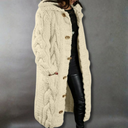Cable Knit Longline Hooded Coat - view 7