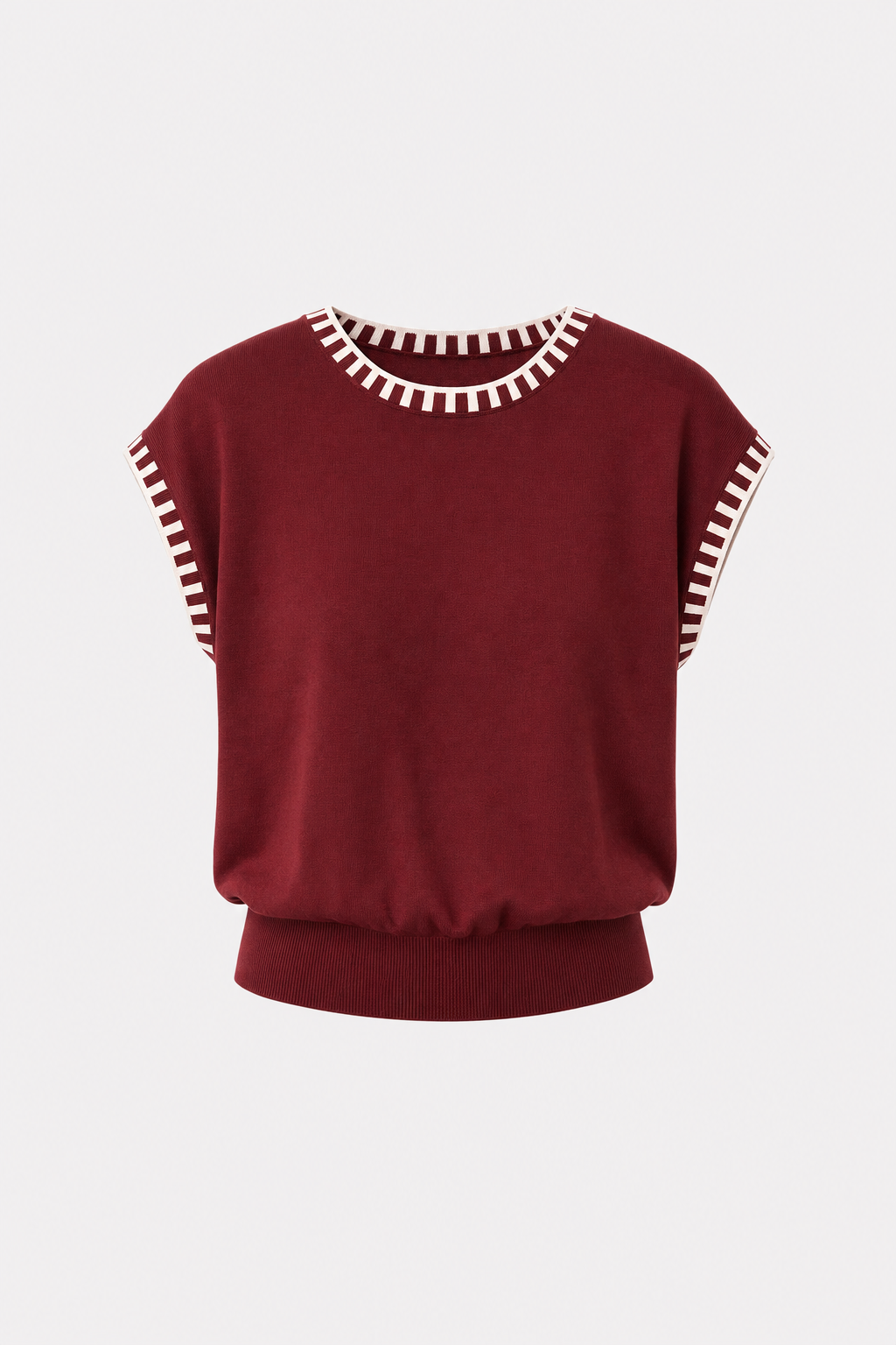Contrast Trim Cap Sleeve Knit Top - view 10