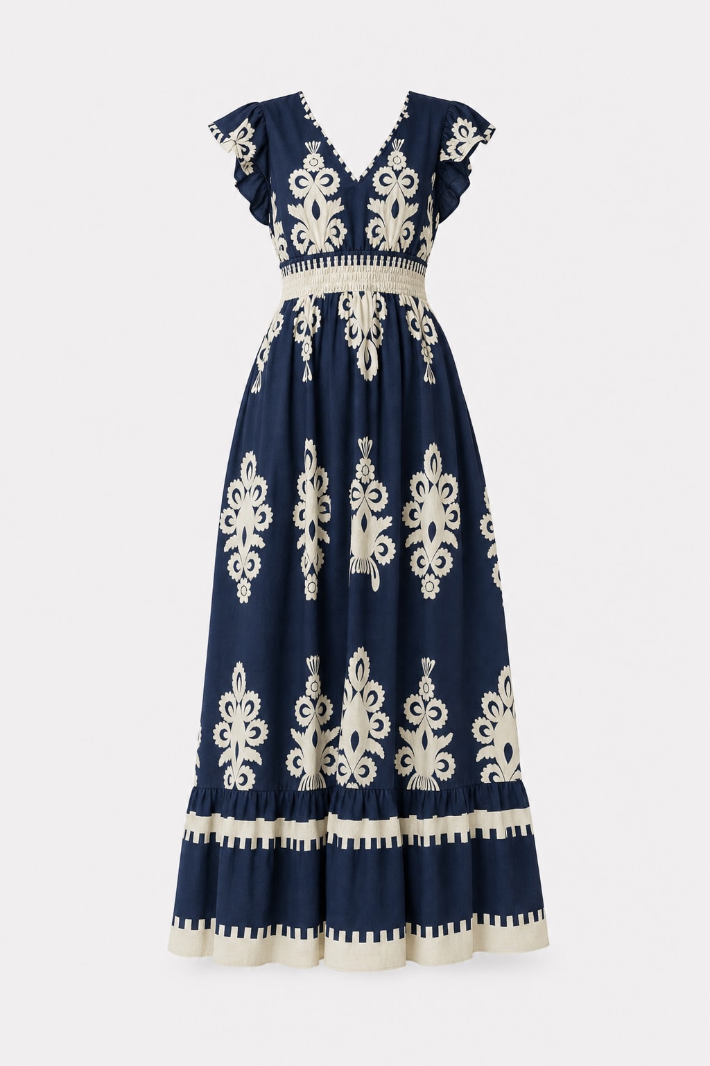 Floral V-Neck Maxi Dress - 1