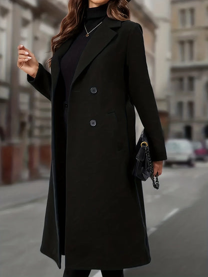 Black double-breasted long coat - view 5