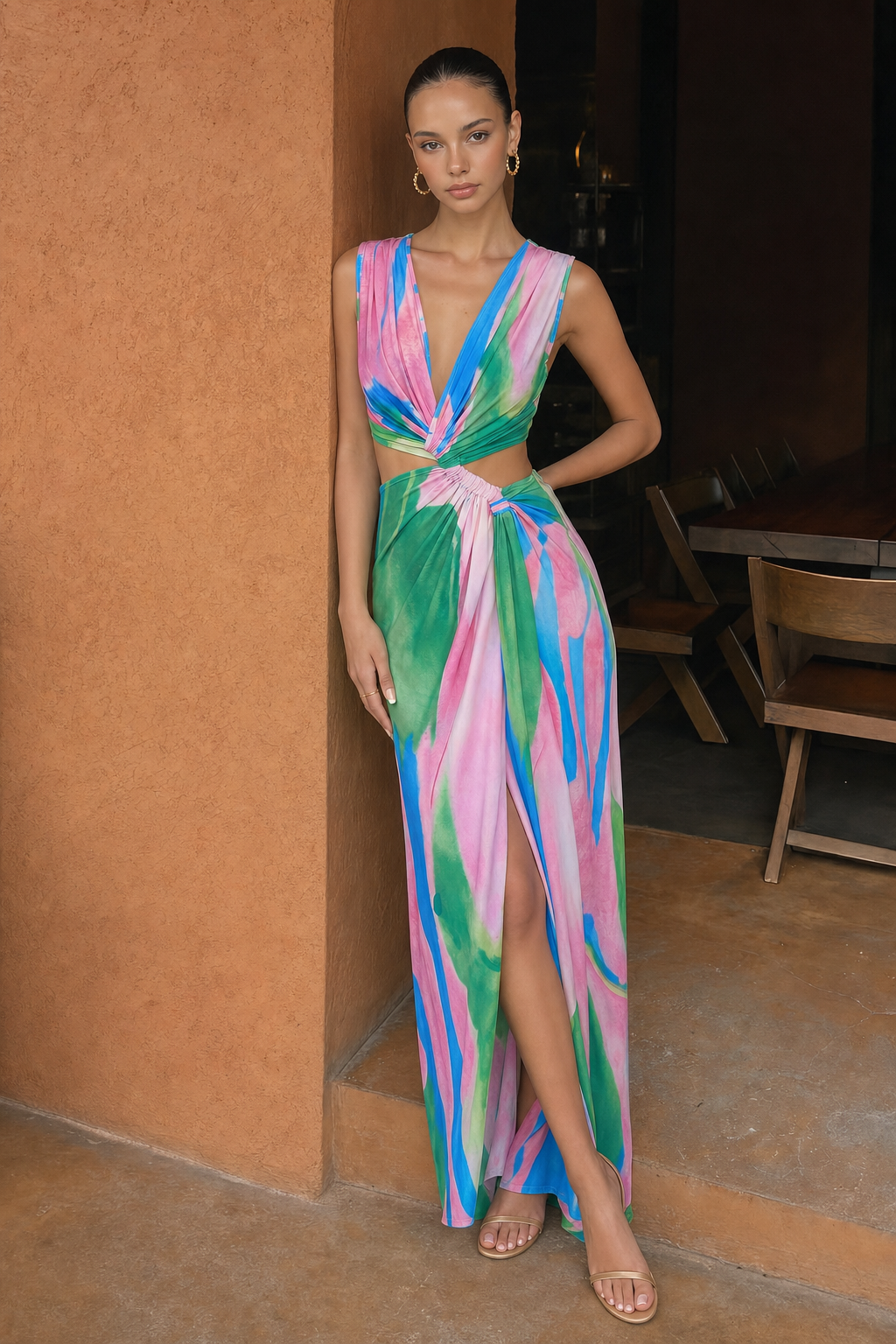 Twist Cutout Jersey Maxi Dress - view 5