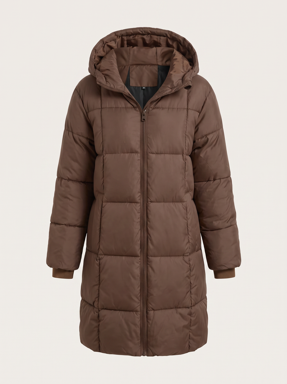Hooded Longline Puffer Coat, Full Zip