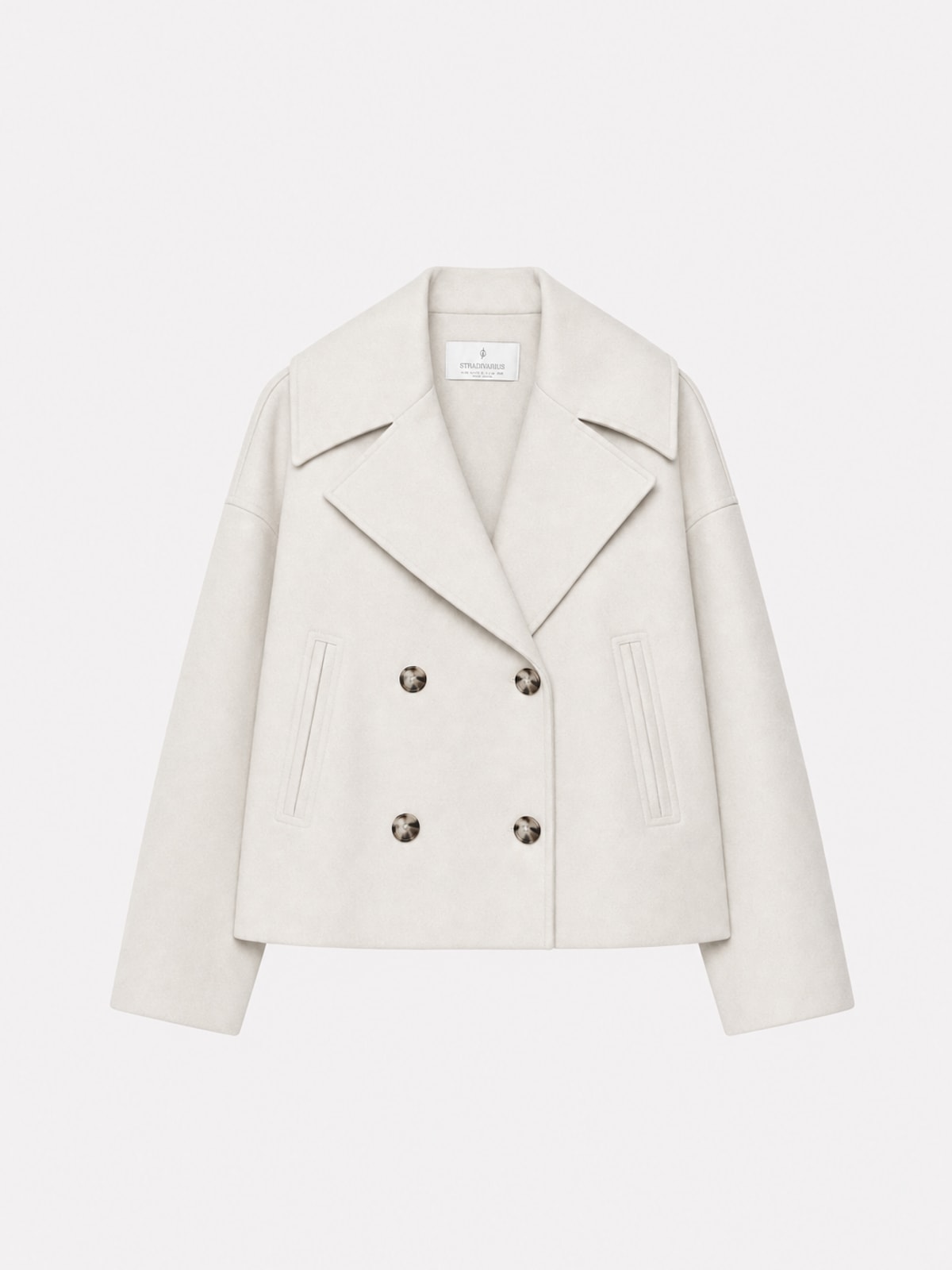 Elegant Cropped Blazer with Pointed Lapels and Double Breasted Closure - 1