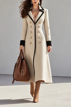 Knit Trench Coat Double Breasted Lapel Jacket - 2