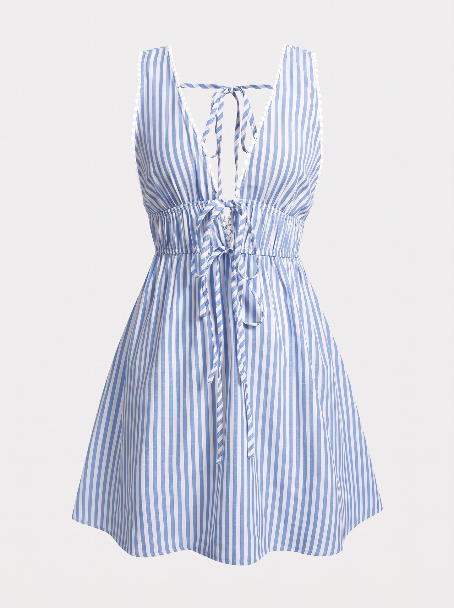Striped tie-front backless mini dress