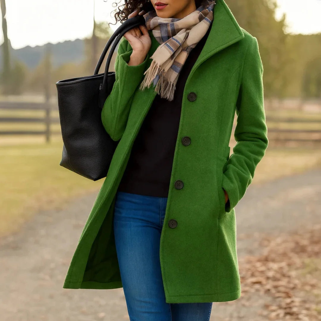 Wool blend pea coat with notched collar - view 7