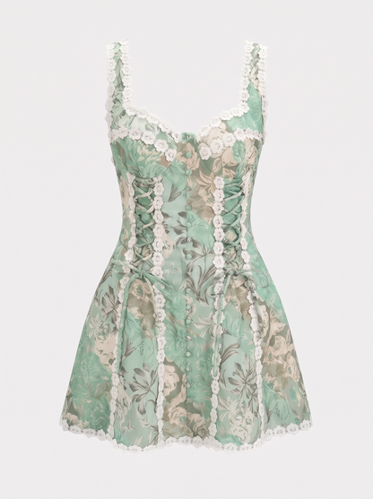 Tie-Front Linen Blend Mini Dress - view 6