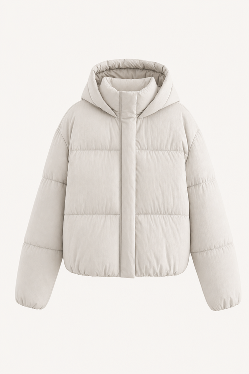 Oversized hooded quilted puffer jacket