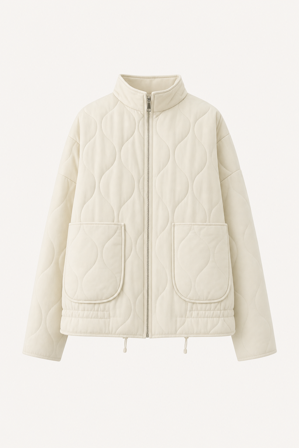 Quilted zip-up jacket with drawstring waist