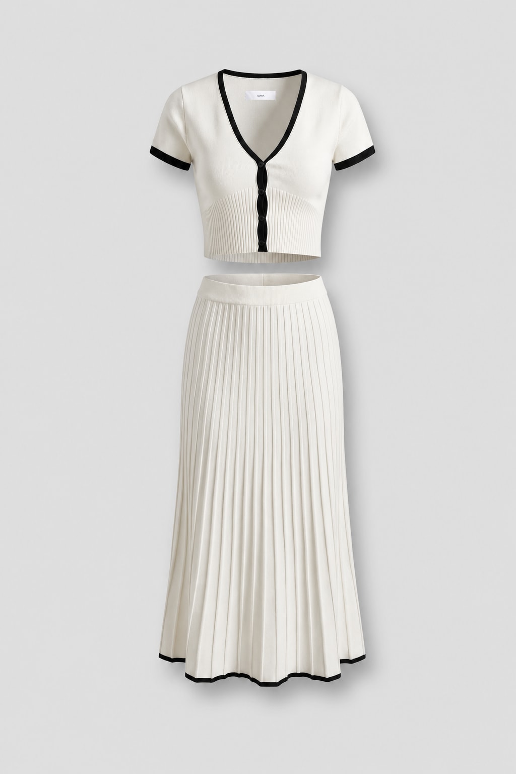 Poly-Cotton Blend White Long Sleeve Structured Dress - 1
