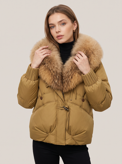 Fur Collar Short Puffer Coat in Five Colors - view 6