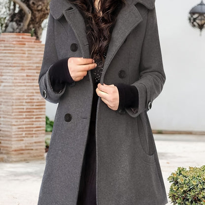 Hooded Double-Breasted Mid-Length Coat - view 6