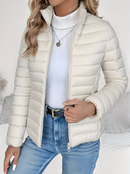 Lightweight quilted spring jacket with stand collar - view 6