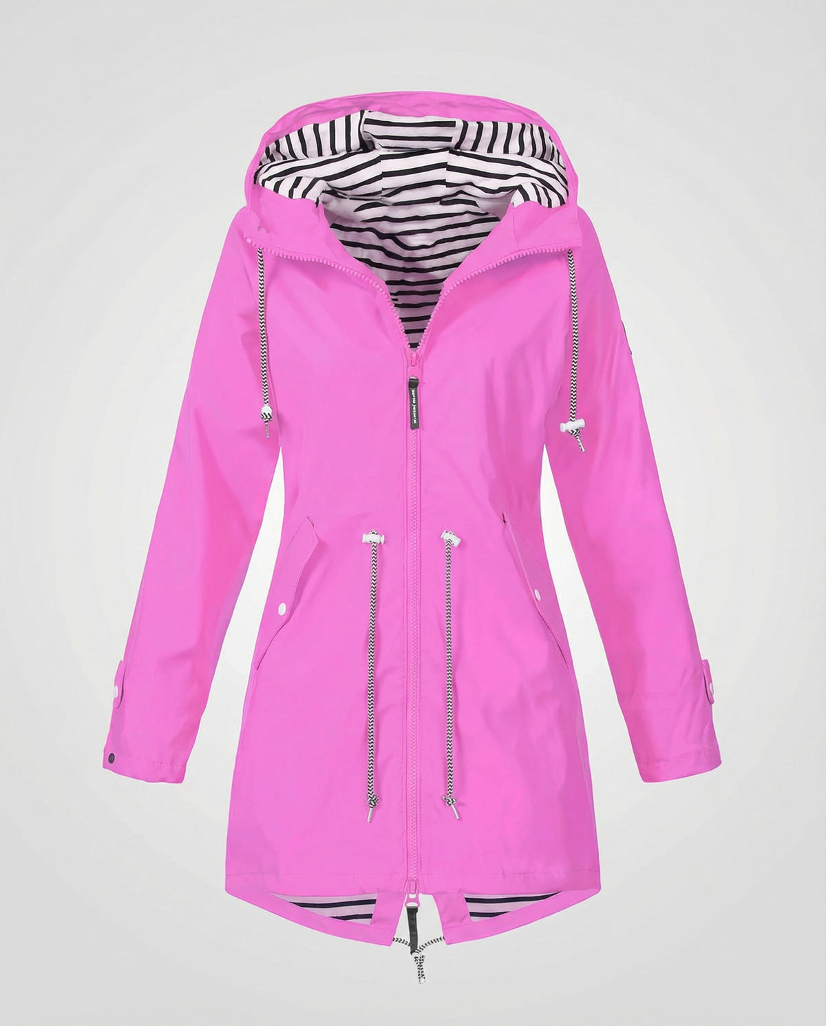Water repellent hooded rain jacket with drawstring waist - view 8