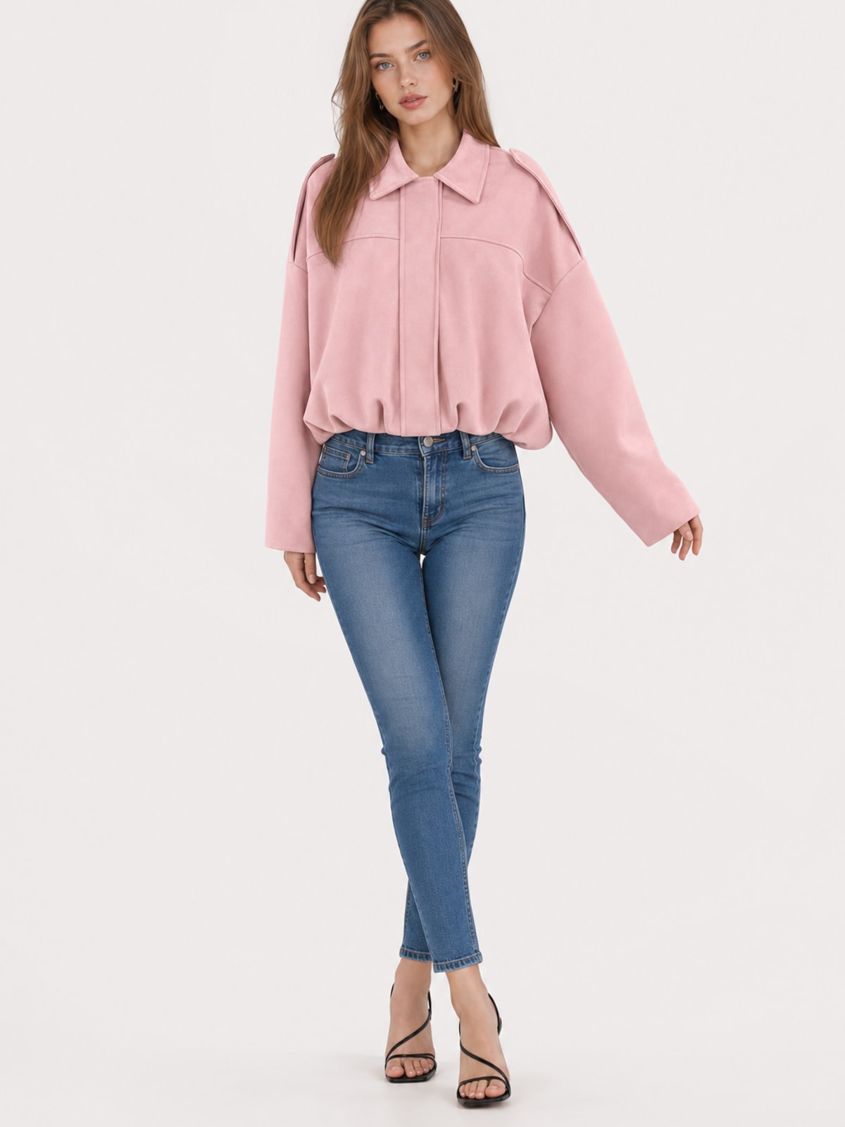 Cozy Faux Suede Oversized Jacket With Pockets - 7