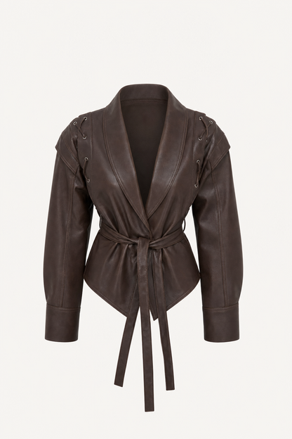 Relaxed Leather Biker Jacket