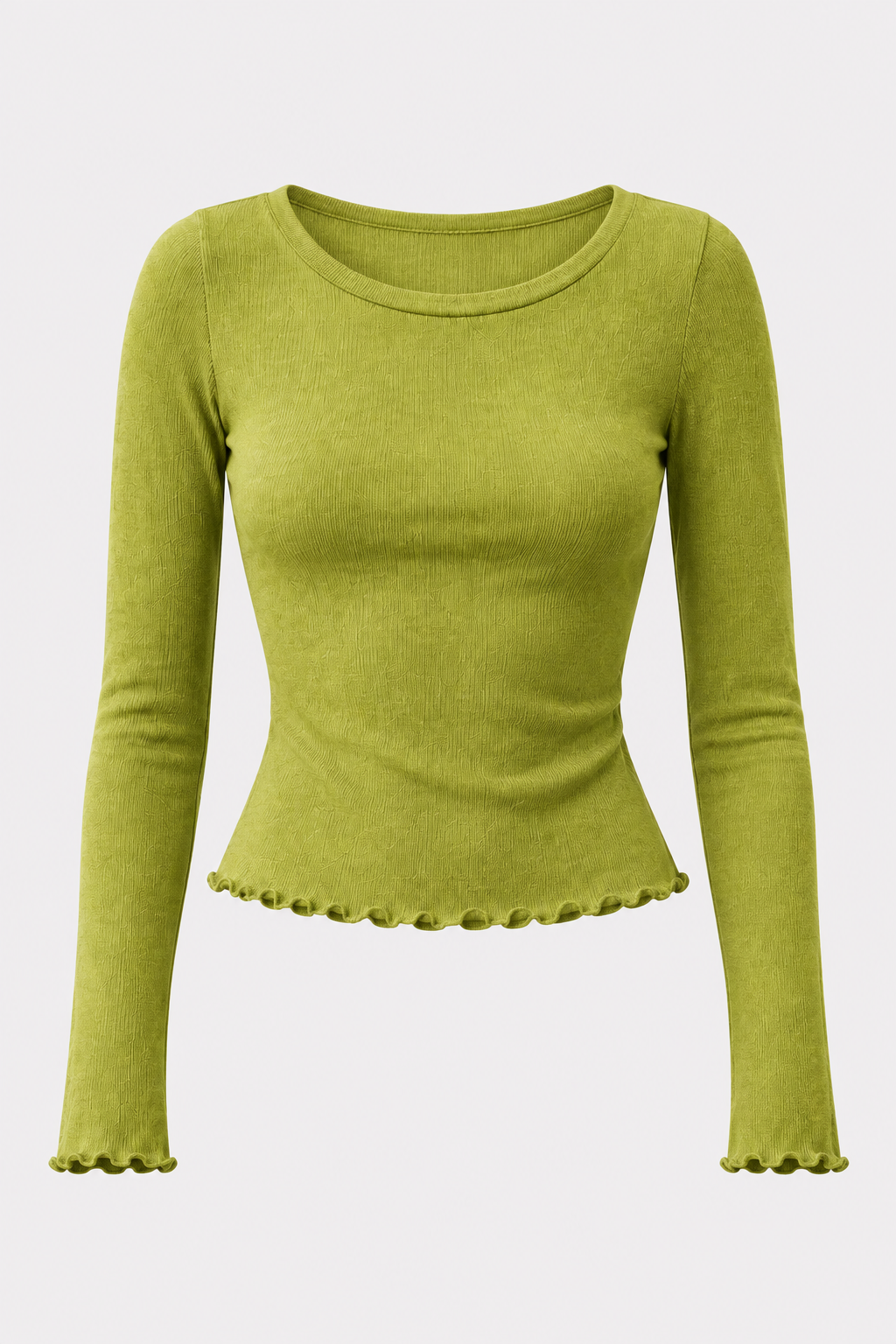 Knit Tee Long Sleeve Textured Crew Neck - 6