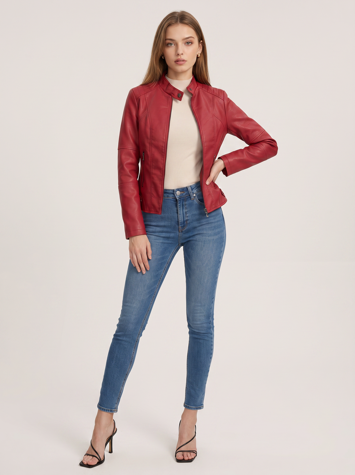 Faux Leather Oversized Shacket with Buttons - view 6