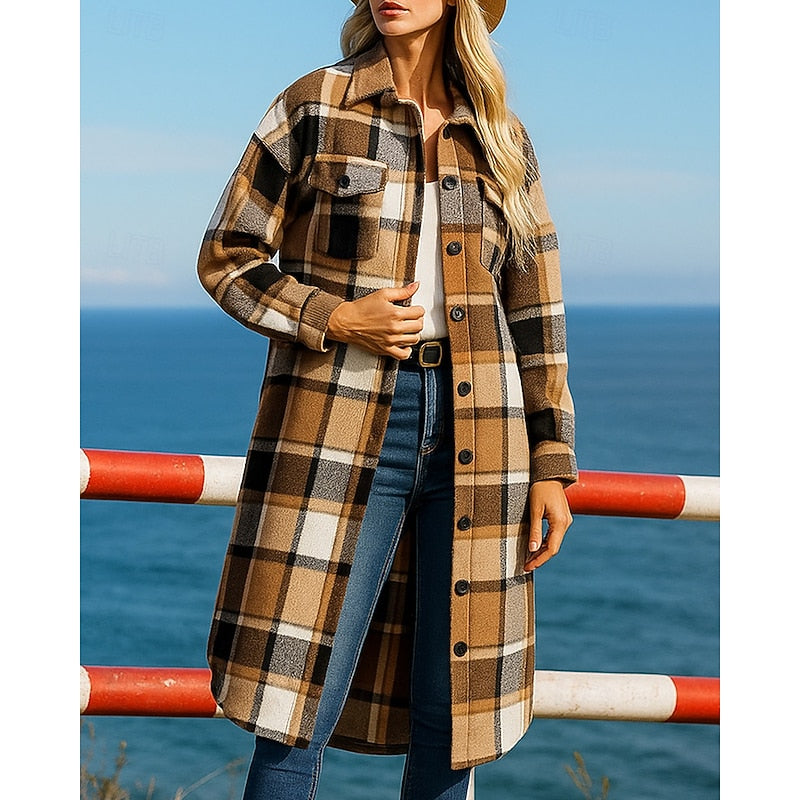 Longline Checked Coat - view 4