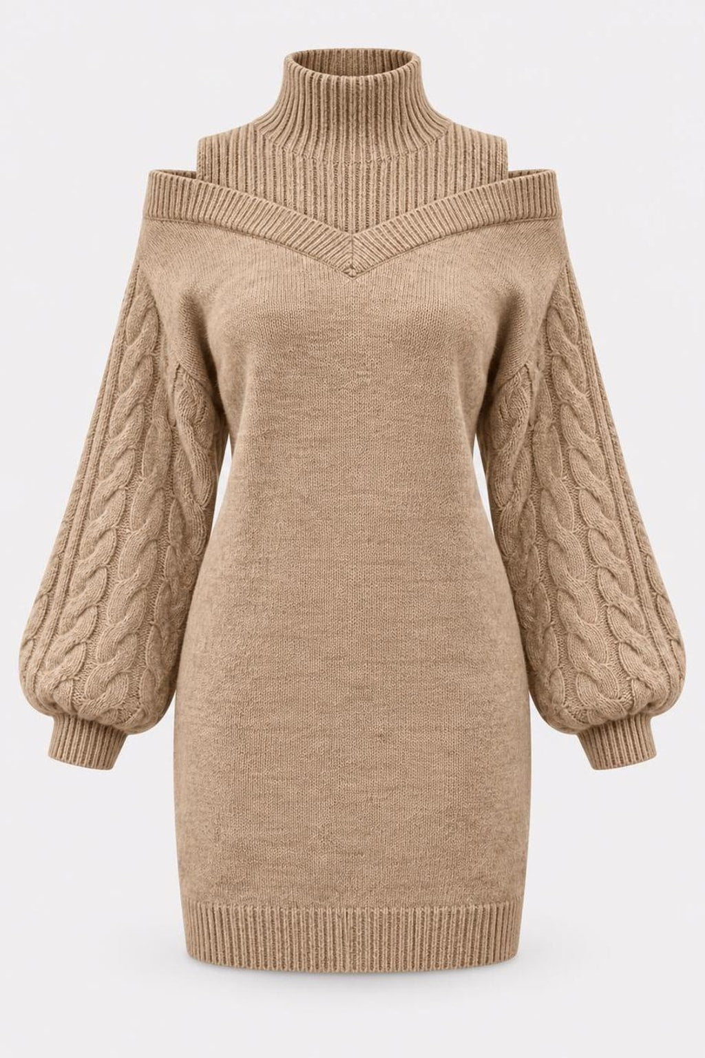 Cozy Turtleneck Dress With Loose Sleeves - 1