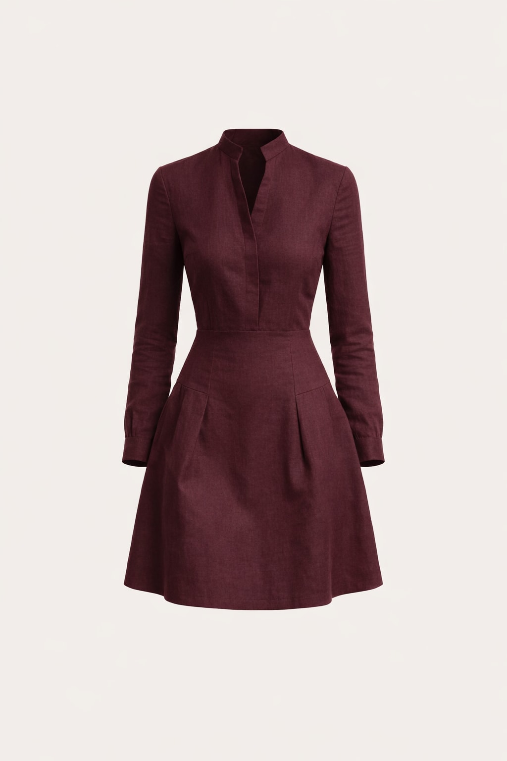 Polyester Mini Dress With Elegant Deep V-Neck - 1