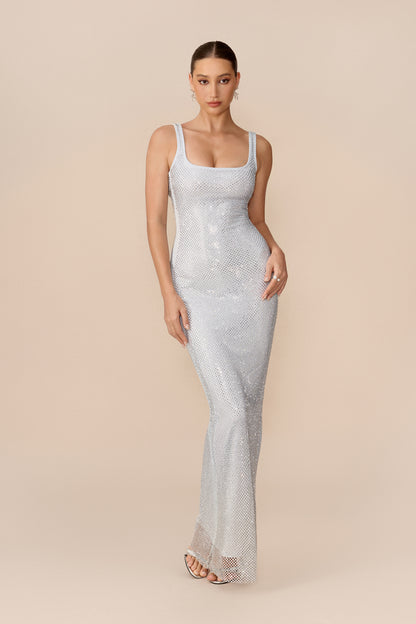 Rhinestone square neck mermaid maxi dress - view 2