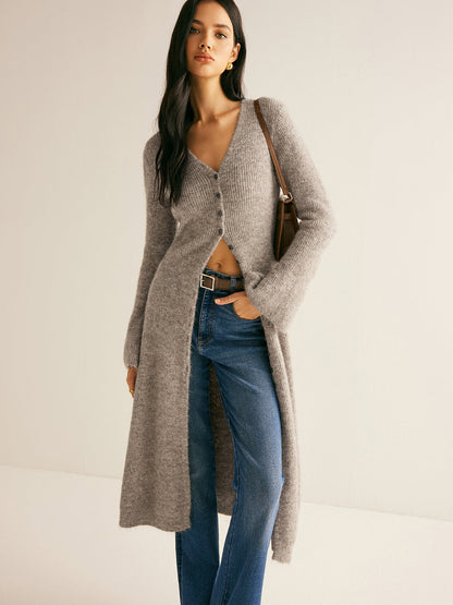 V-Neck Split Front Knit Sweater Dress - view 5