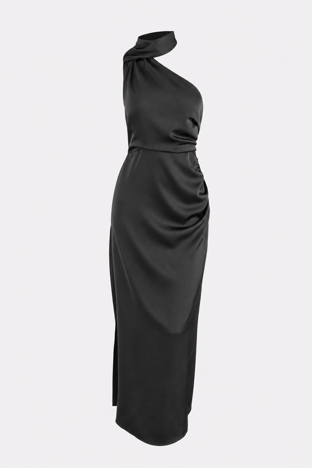 One-Shoulder A-Line Maxi Dress in Black