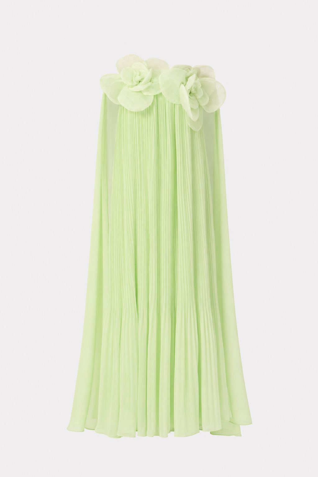 Green Floral Applique Off-Shoulder Maxi Dress