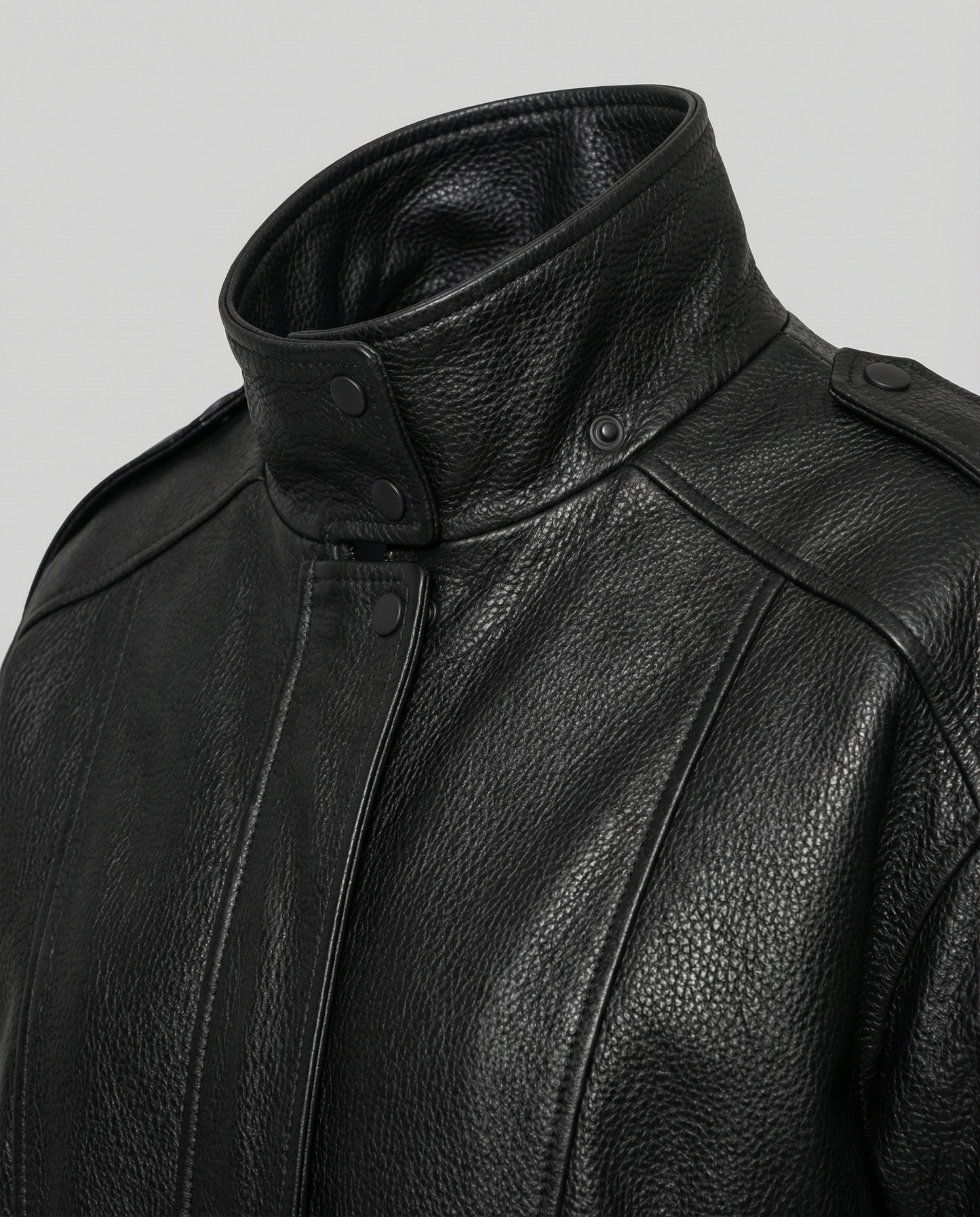 Leather Jacket with Wide Notch Lapel - view 8