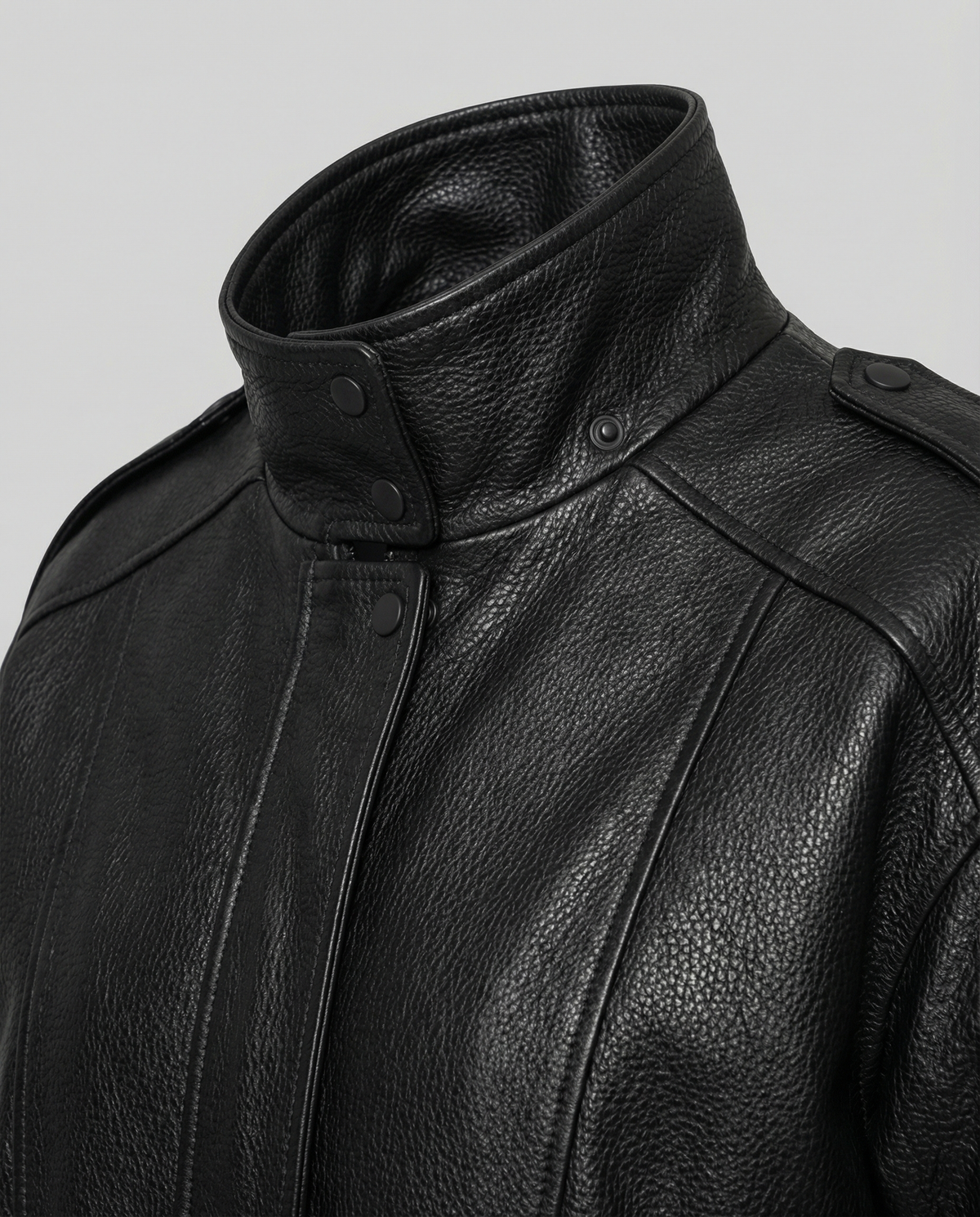 Leather Jacket with Wide Notch Lapel - view 8