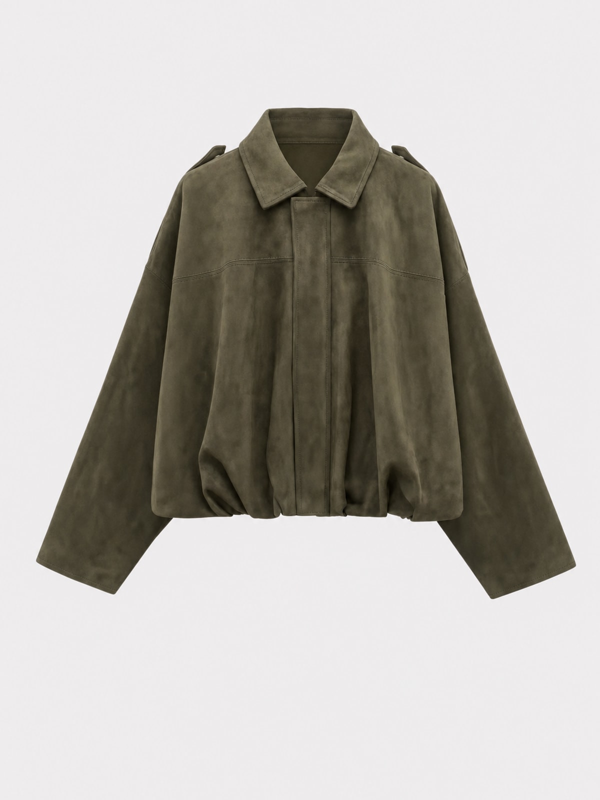 Cozy Faux Suede Oversized Jacket With Pockets - 1
