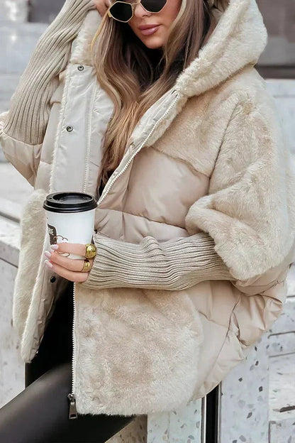 Faux Fur Trim Hooded Puffer Jacket - view 2