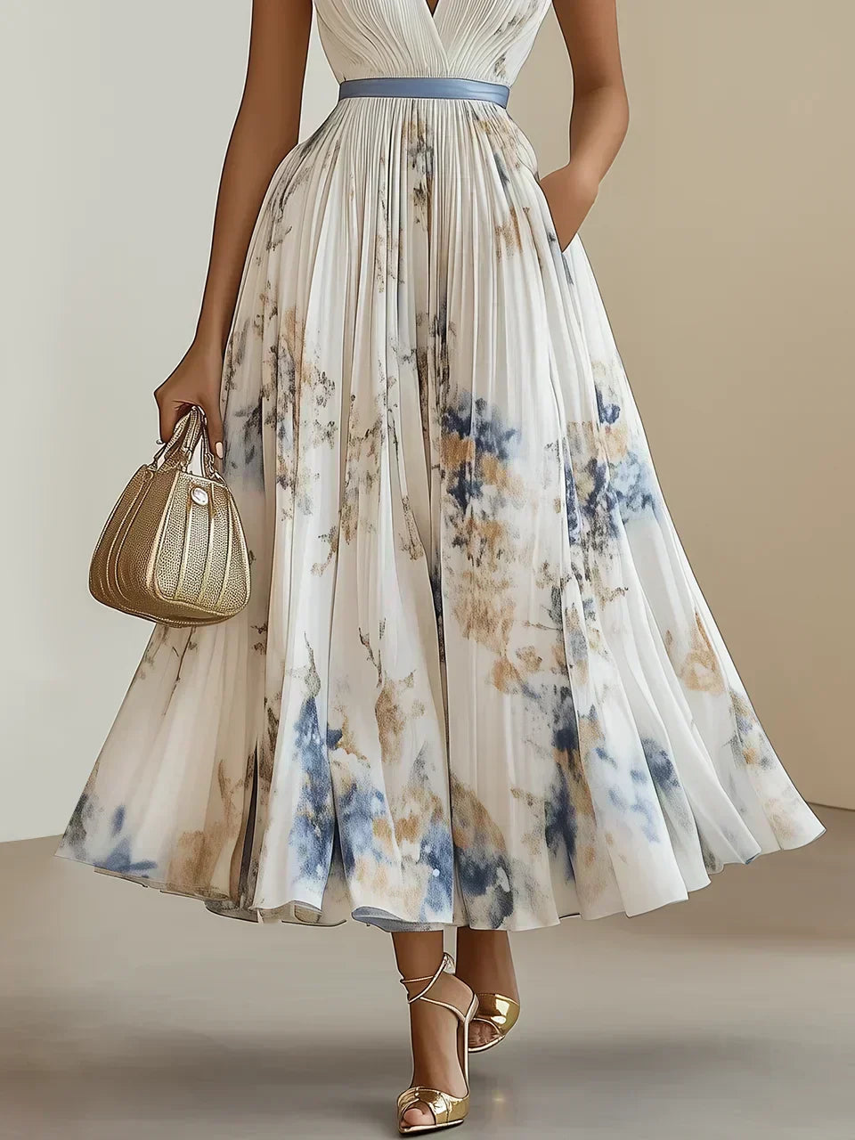 Flowing Wrap V-Neck Midi Dress in Six Colors - view 4
