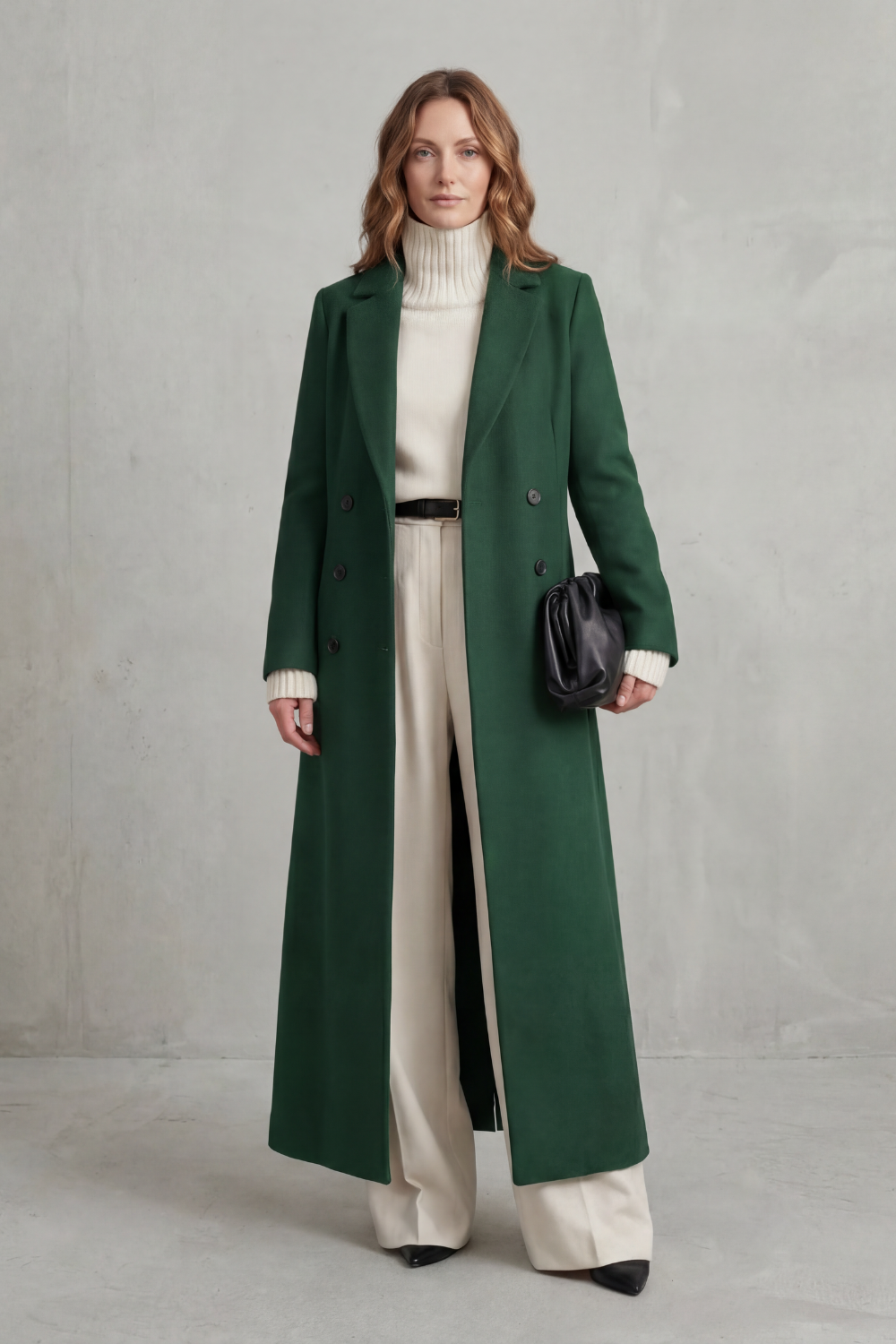 Wool blend long double breasted coat - view 13