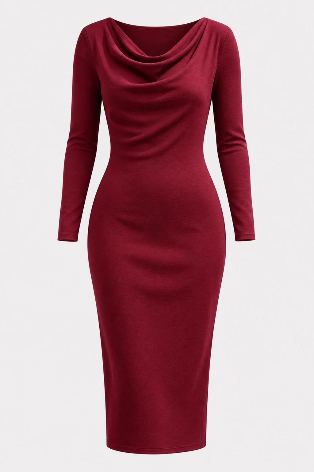 Polyester Bodycon Dress With Ruched Midi Cut - 1