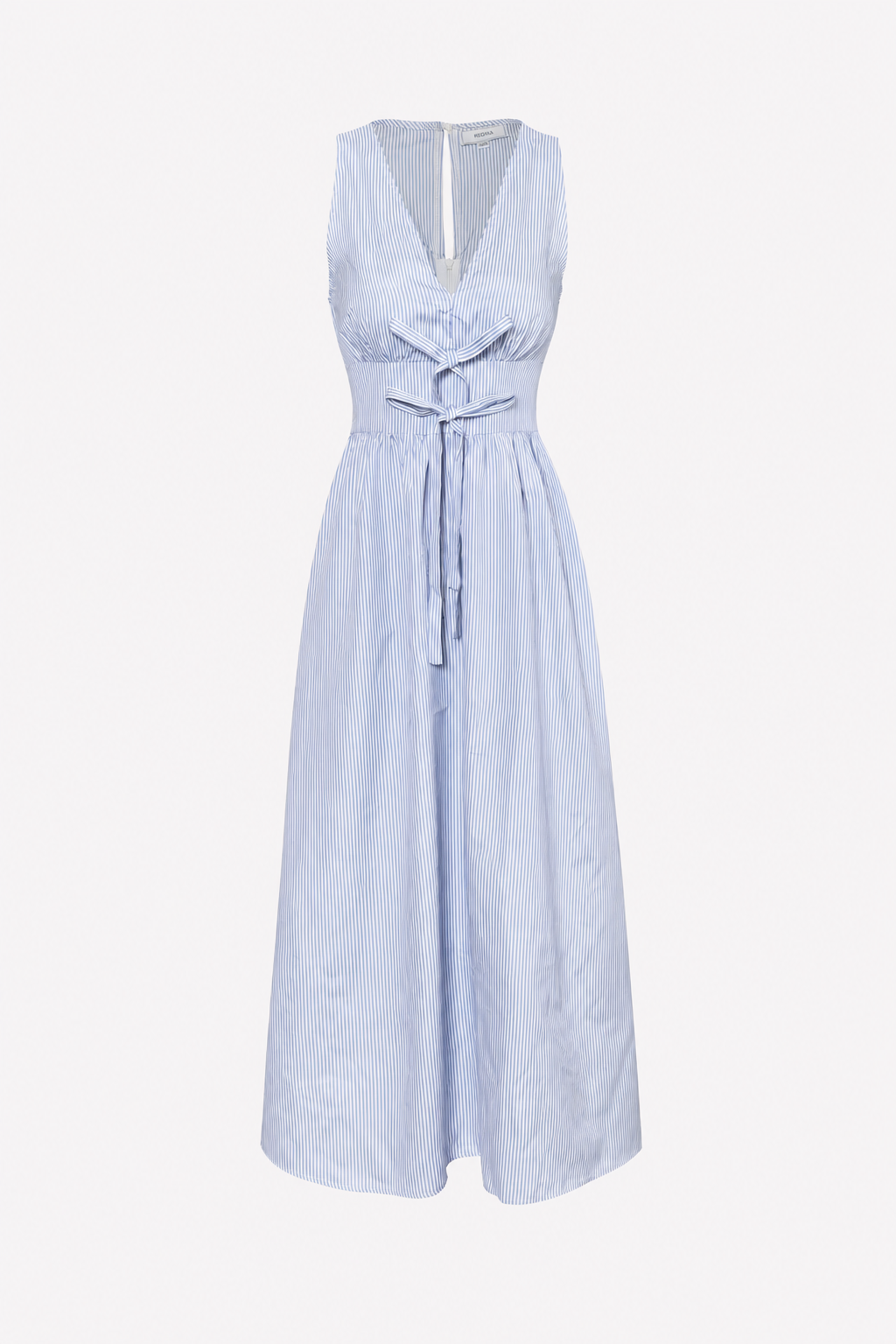 Blue Striped Maxi Dress with Tie Front